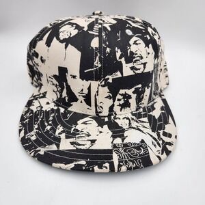 CLH Baseball Hat Mens 7 1/4 Beige Black Hip Hop Graphic Print Fitted Adjustable